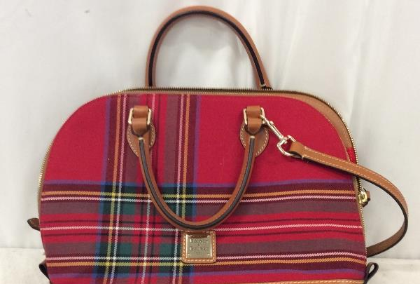 Dooney & Bourke Red Tartan Plaid Zip-Zip Satchel Bag