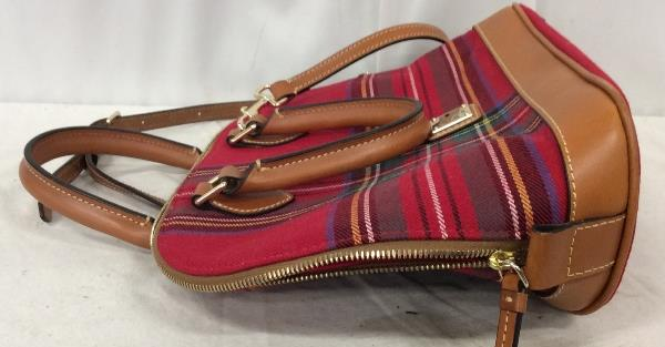 Dooney & Bourke Red Tartan Plaid Zip-Zip Satchel Bag