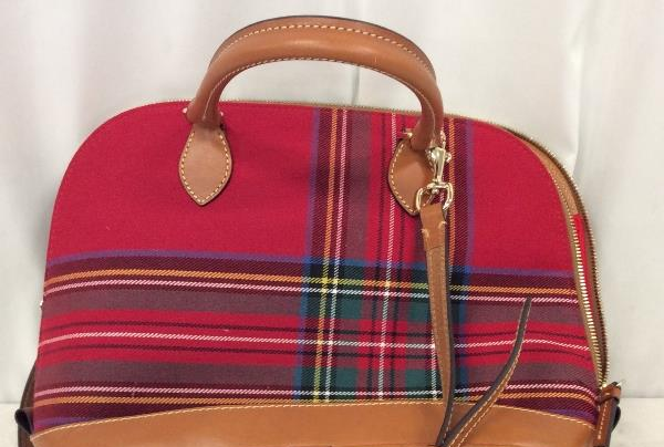 Dooney & Bourke Red Tartan Plaid Zip-Zip Satchel Bag