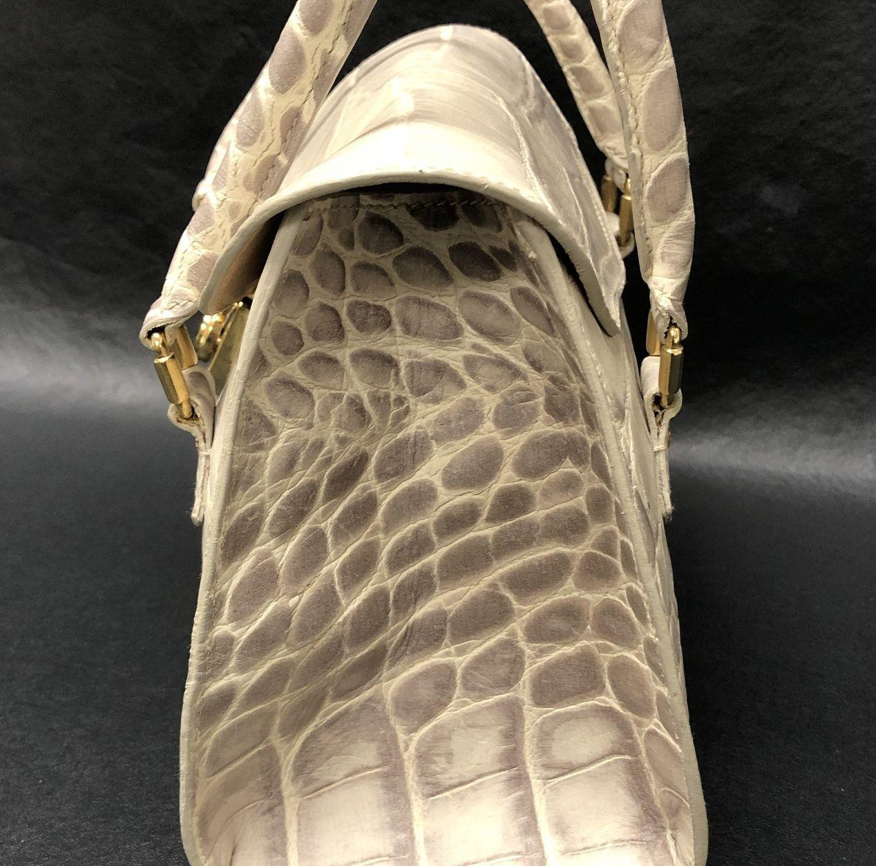 Dooney & Bourke White Leather Croc Embossed Satchel Handbag