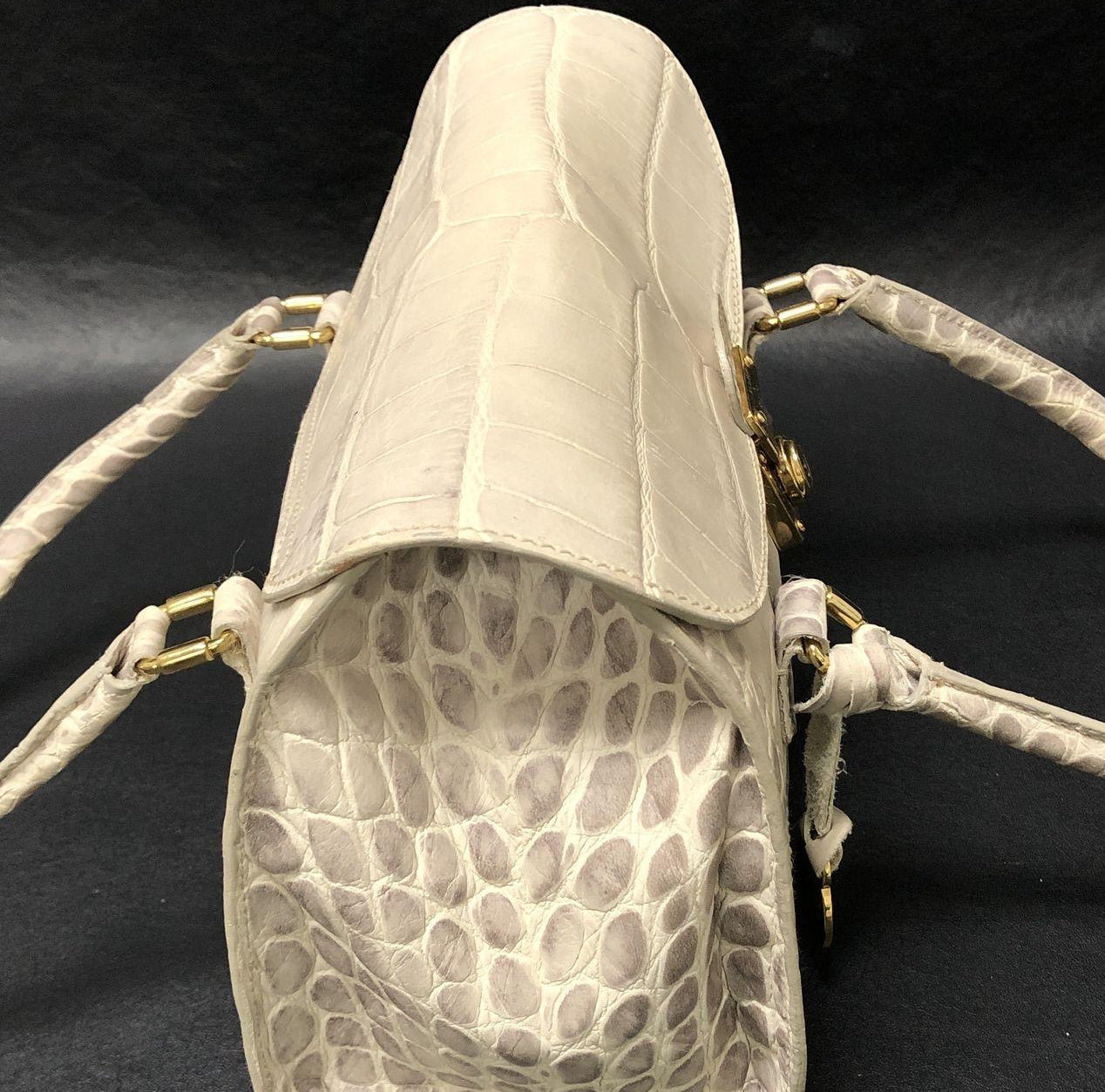 Dooney & Bourke White Leather Croc Embossed Satchel Handbag