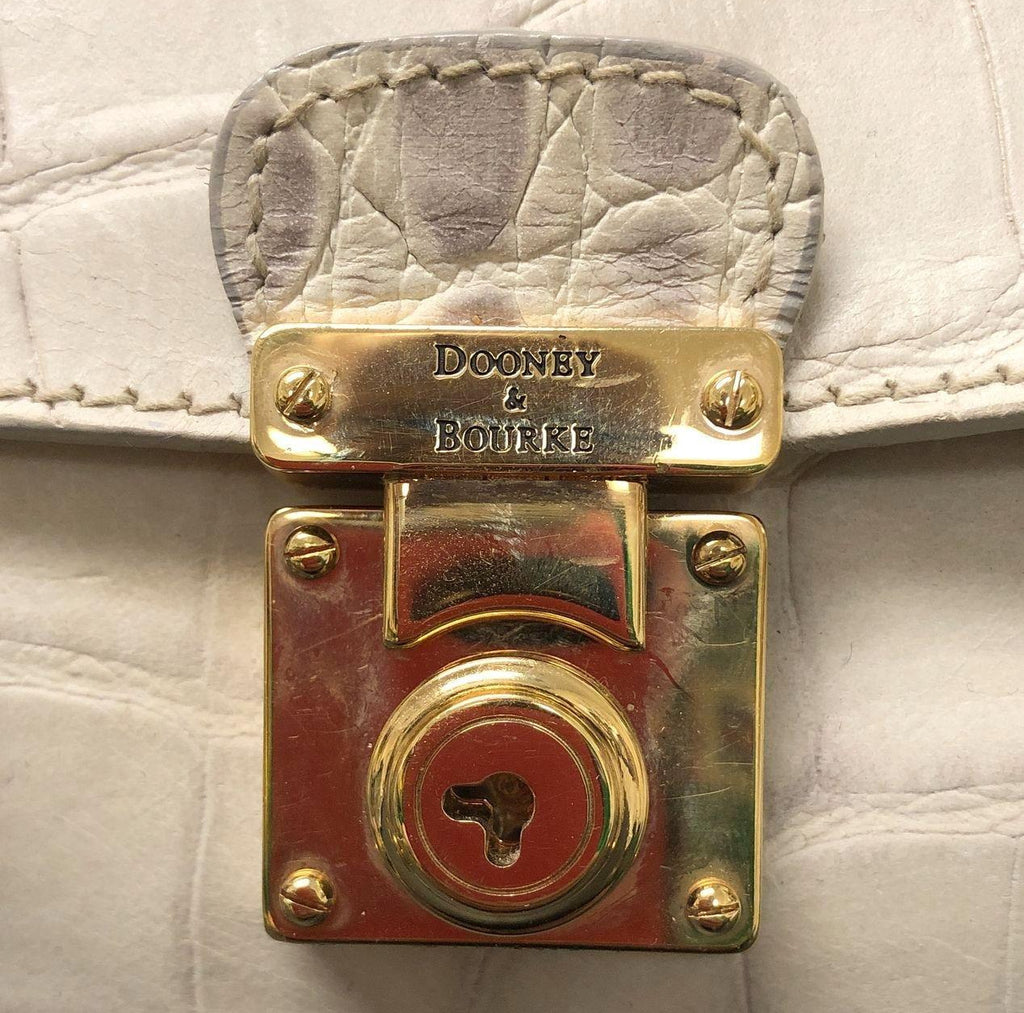 Dooney & Bourke White Leather Croc Embossed Satchel Handbag
