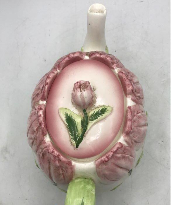 Seymour Mann Tulip Time Ceramic Tea Set, 1987 Pink Tulip Teapot Creamer & Sugar 3-Piece Set
