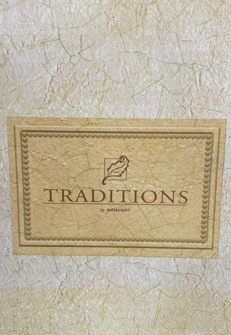 Traditions by Amscan Harvest Blessing Ceramic Serving Tray 17" with Stand, 2-Piece Set