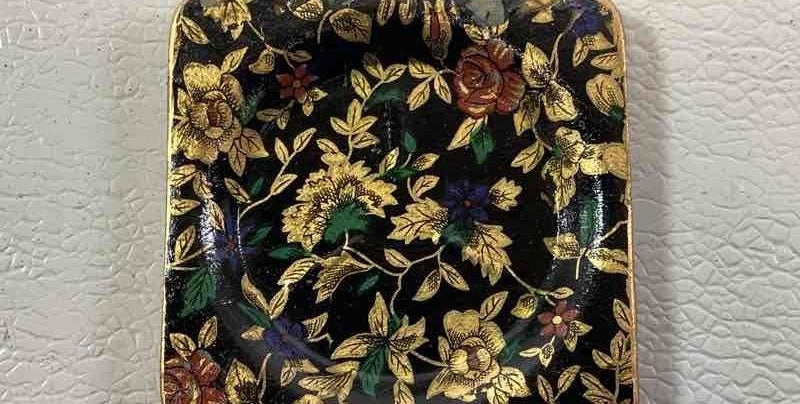 (SOLD) Eight Vintage Black Floral Coasters Made in Japan