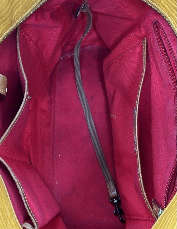 Dooney and Bourke Mustard Yellow Pebbled Leather Shopper Tote with Matching Wallet Set