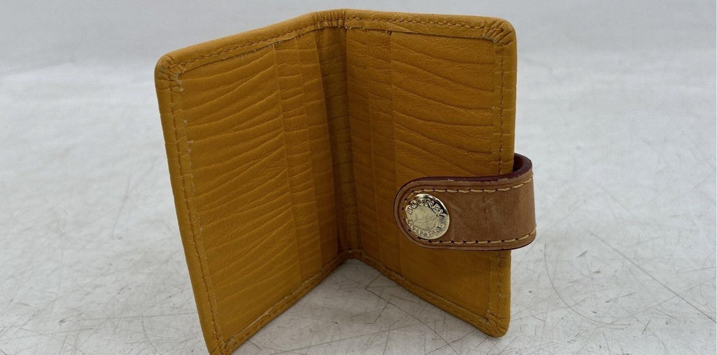 Dooney and Bourke Mustard Yellow Pebbled Leather Shopper Tote with Matching Wallet Set