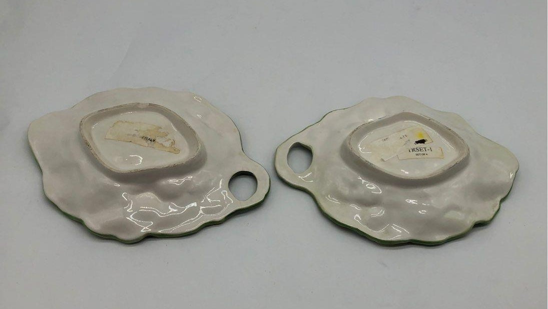 Fitz & Floyd Spring Floral Handled Bonbon Dishes Set of 2 Textured Majolica Style