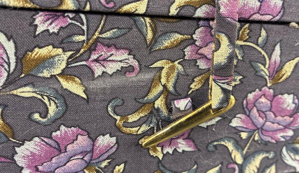Vintage Floral Fabric Jewelry Box With Ring Rolls