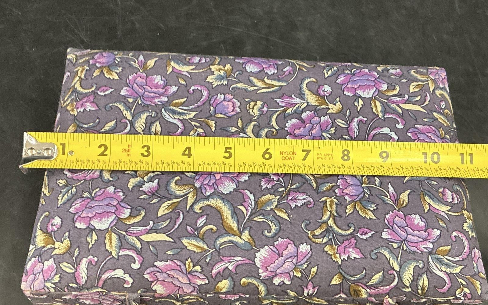 Vintage Floral Fabric Jewelry Box With Ring Rolls