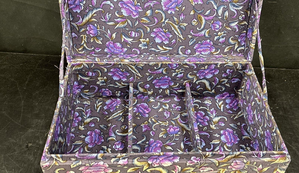 Vintage Floral Fabric Jewelry Box With Ring Rolls