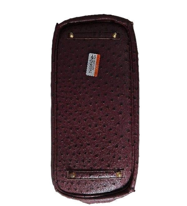 Mount Noble Plum Ostrich Embossed Shoulder Bag with Zipper Satchel Handbag