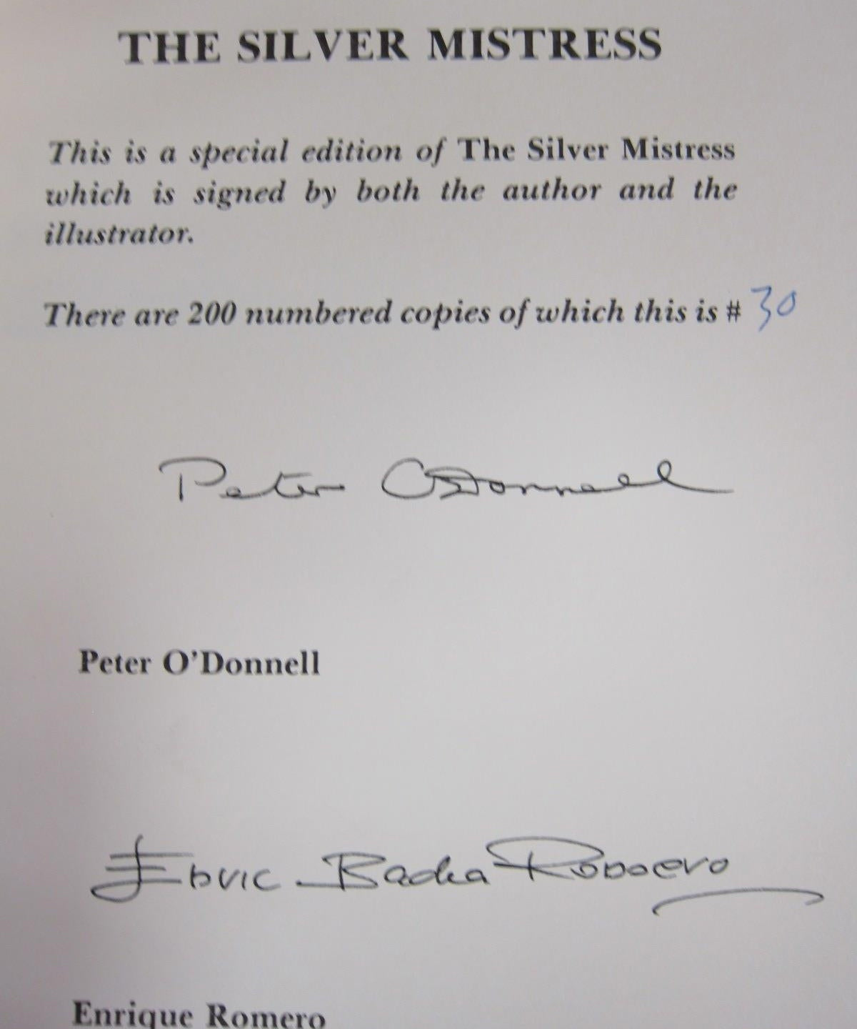Signed & Numbered The Silver Mistress Modesty Blaise Vintage Book