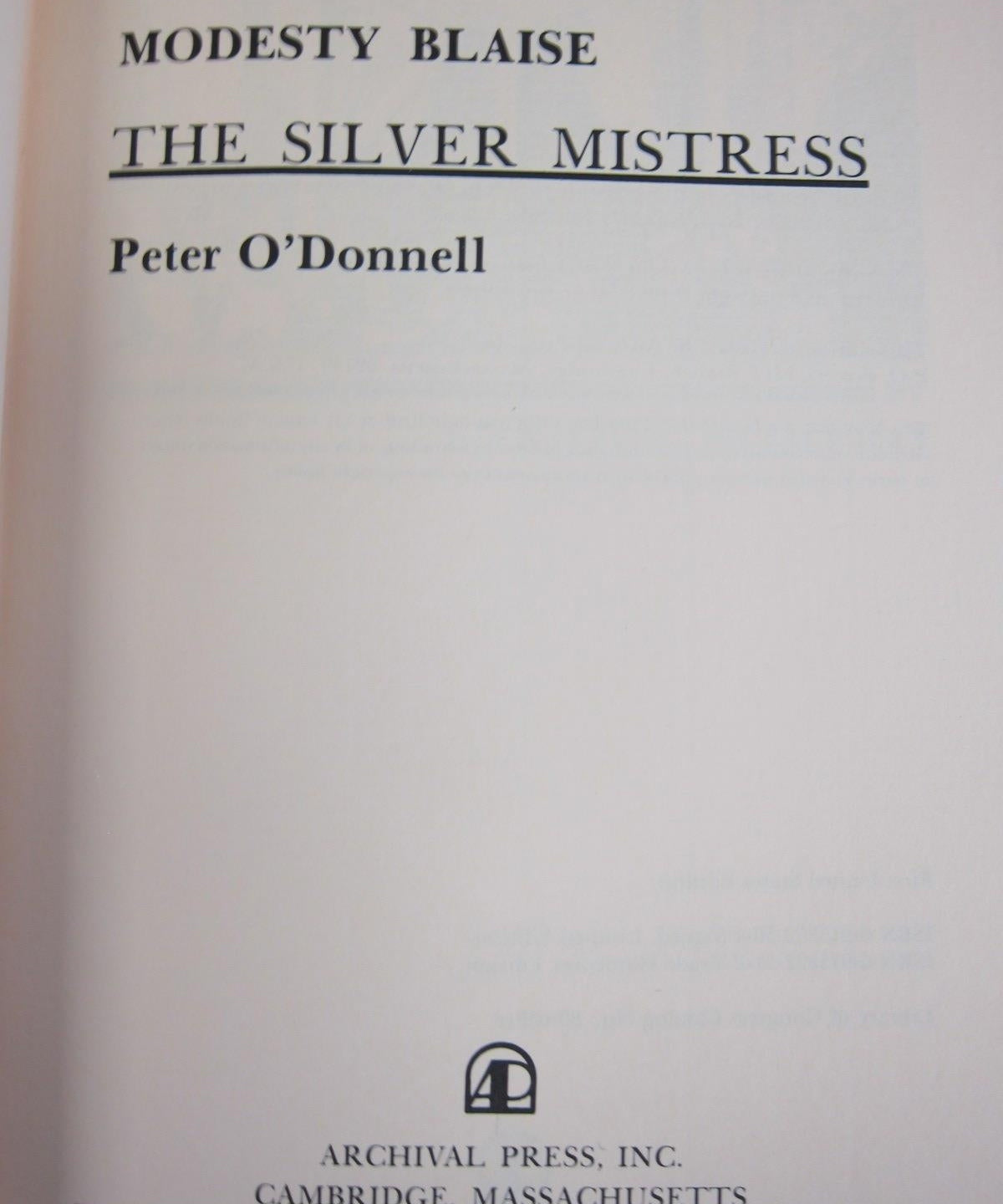 Signed & Numbered The Silver Mistress Modesty Blaise Vintage Book