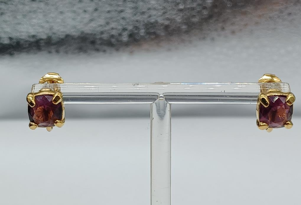 Swarovski Purple Crystal Square Clip-On Earrings Gold Tone | Vintage Signed Designer Earrings