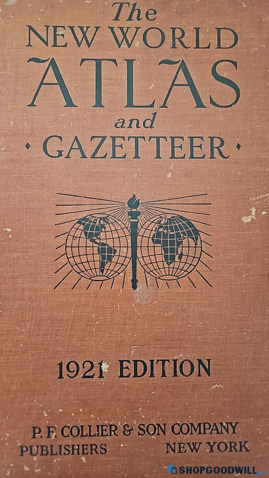 The New World Atlas and Gazetteer 1921 Hardcover Vintage Maps P.F. Collier