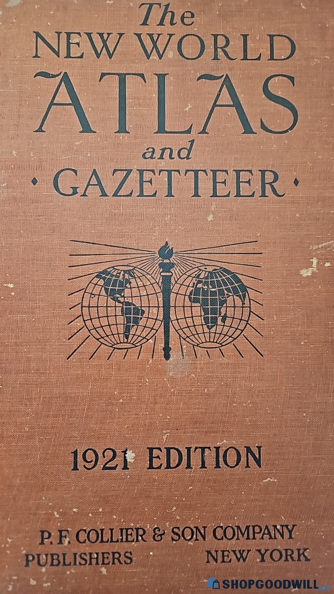 The New World Atlas and Gazetteer 1921 Hardcover Vintage Maps P.F. Collier