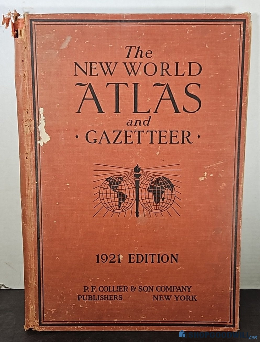 The New World Atlas and Gazetteer 1921 Hardcover Vintage Maps P.F. Collier