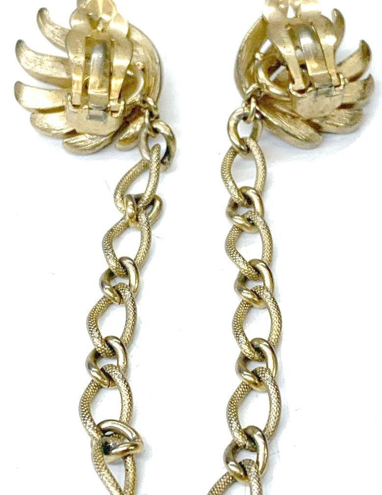 Trifari Gold Tone Vintage Sweater Clip Earrings