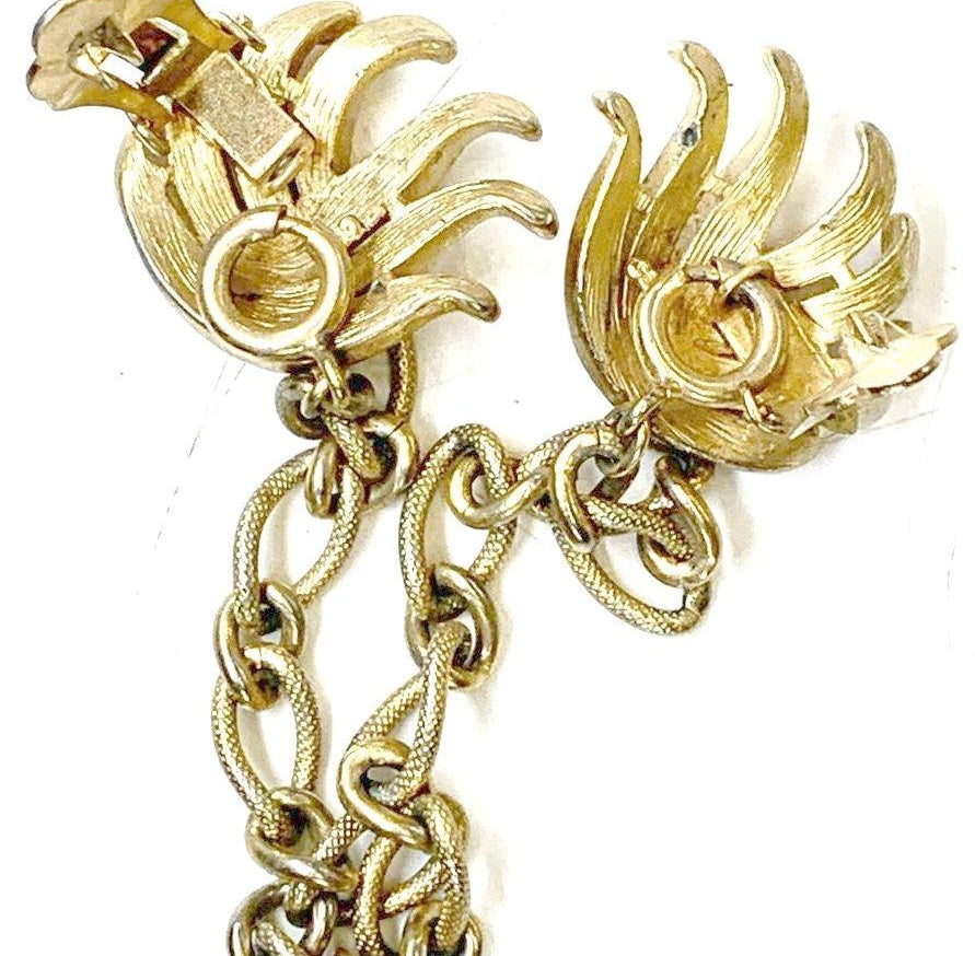 Trifari Gold Tone Vintage Sweater Clip Earrings