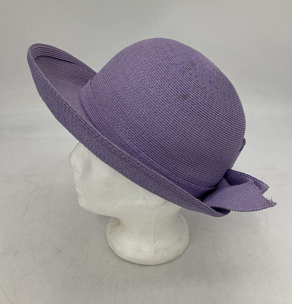 Vintage Lee Black by Neiman Marcus Women's Purple Faux Straw Bow Hat
