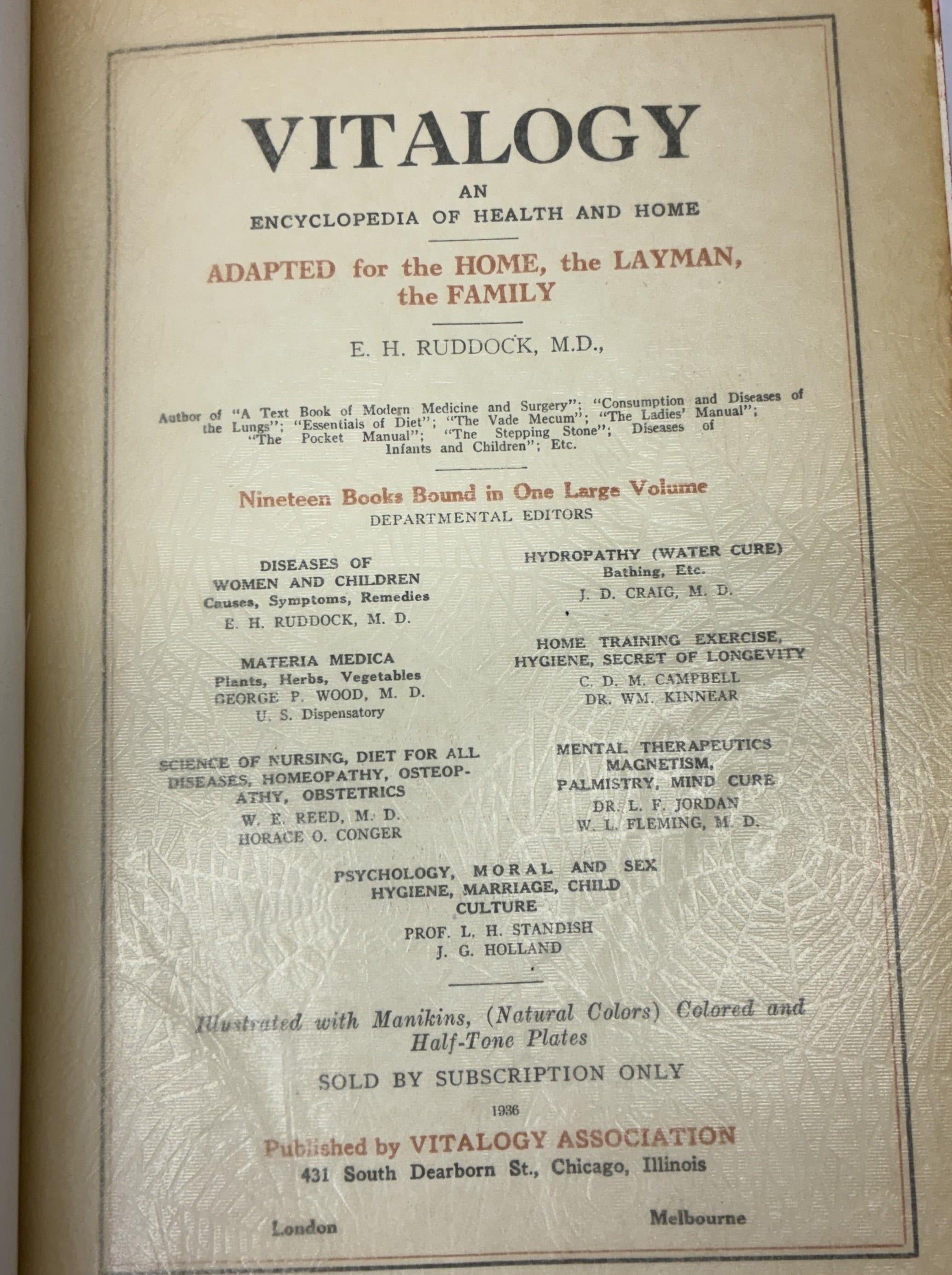 Vitalogy: Encyclopedia of Health and Home (1936) | Illustrated Vintage Medical Reference