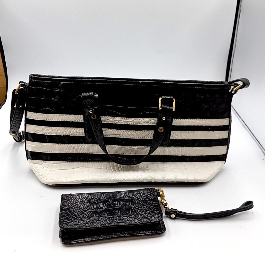 Brahmin Croc Embossed Satchel & Wristlet Set