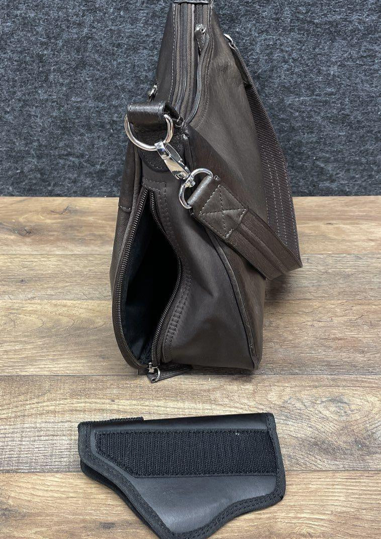 Gun Tote'n Mamas Brown Leather Concealed Carry CCW Shoulder Crossbody Bag Purse