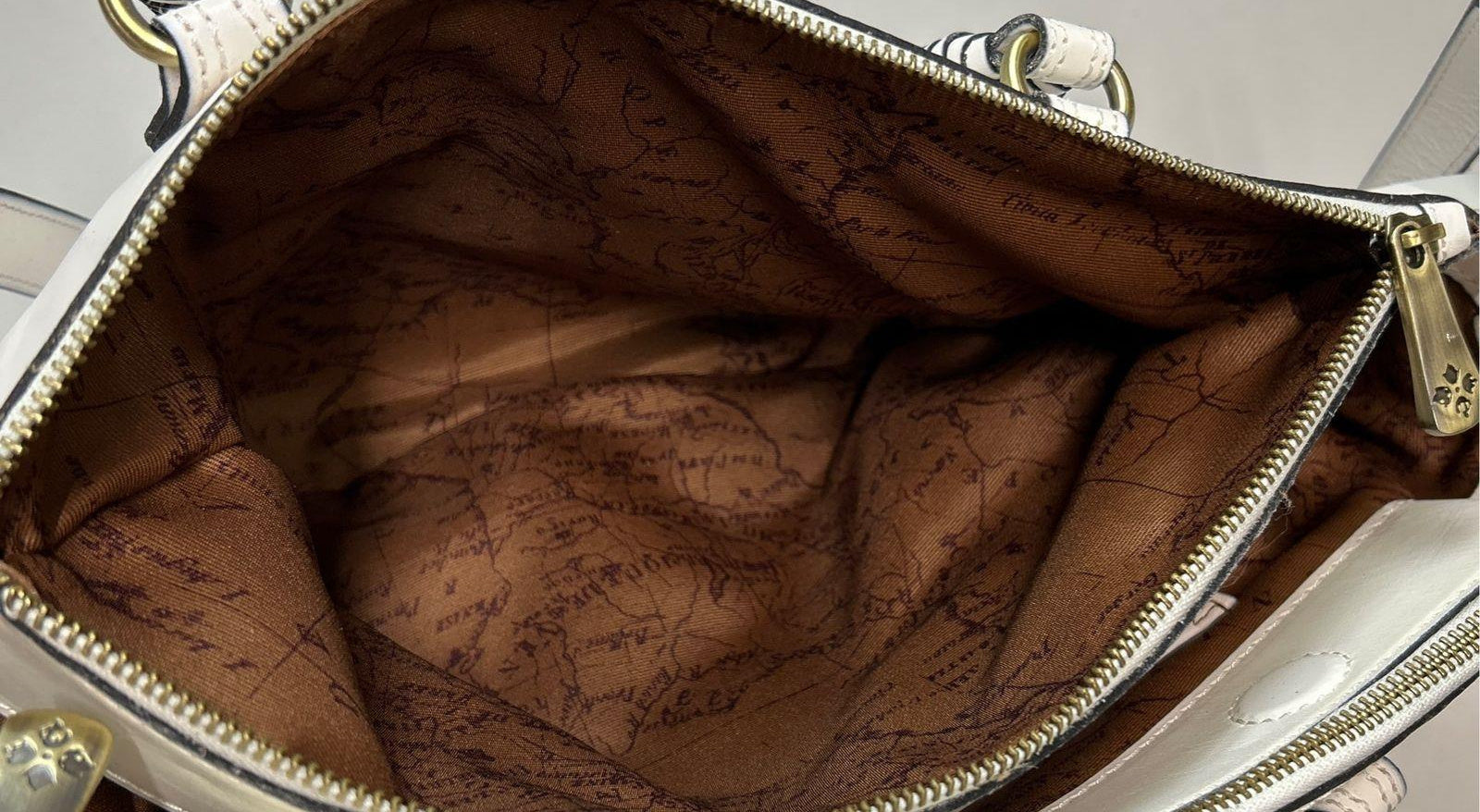 Patricia Nash Cortona Ivory Woven Leather Tote Bag with Tassel Charm