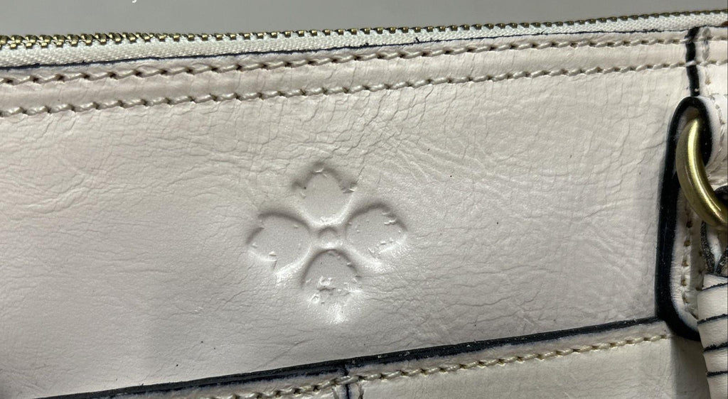 Patricia Nash Cortona Ivory Woven Leather Tote Bag with Tassel Charm