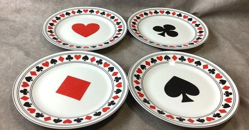 4-Pc I. Godinger & Co Playing Cards Dessert Saucer Plates