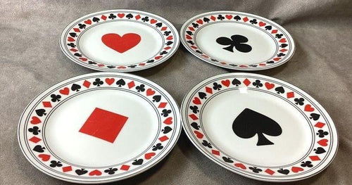 4-Pc I. Godinger & Co Playing Cards Dessert Saucer Plates