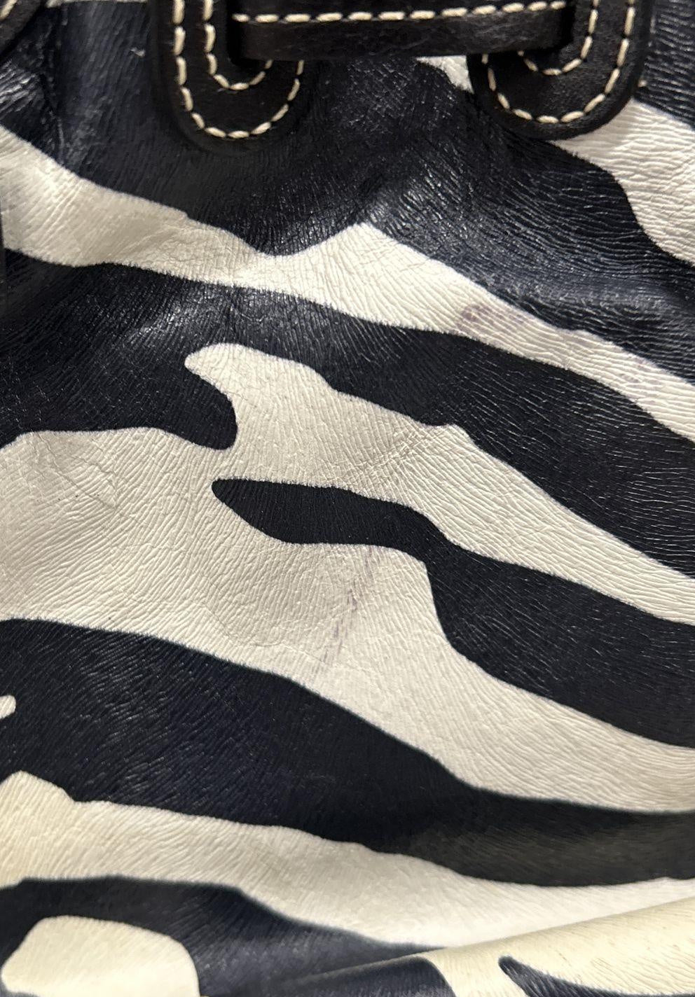 Dooney & Bourke Zebra Print Satchel Handbag with Leather Trim