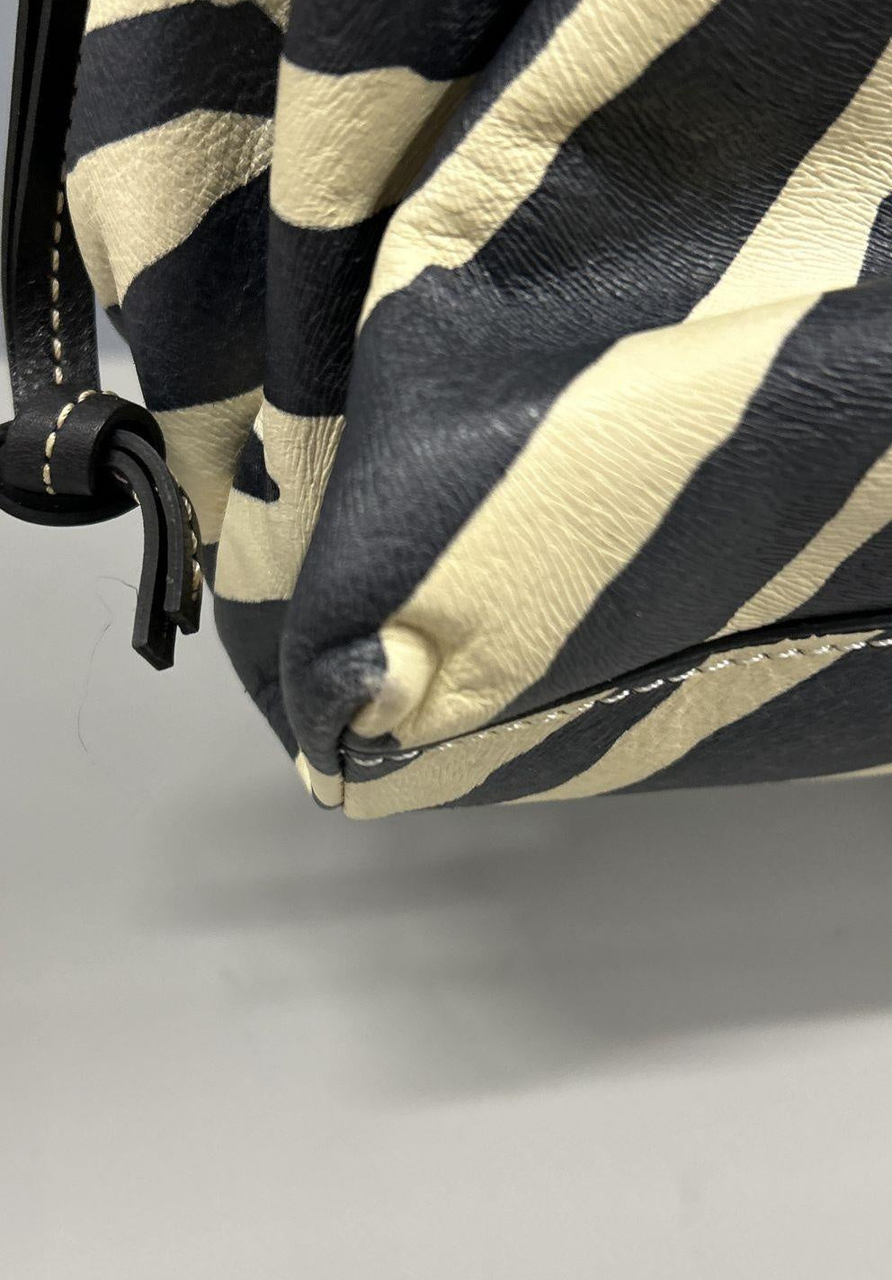 Dooney & Bourke Zebra Print Satchel Handbag with Leather Trim