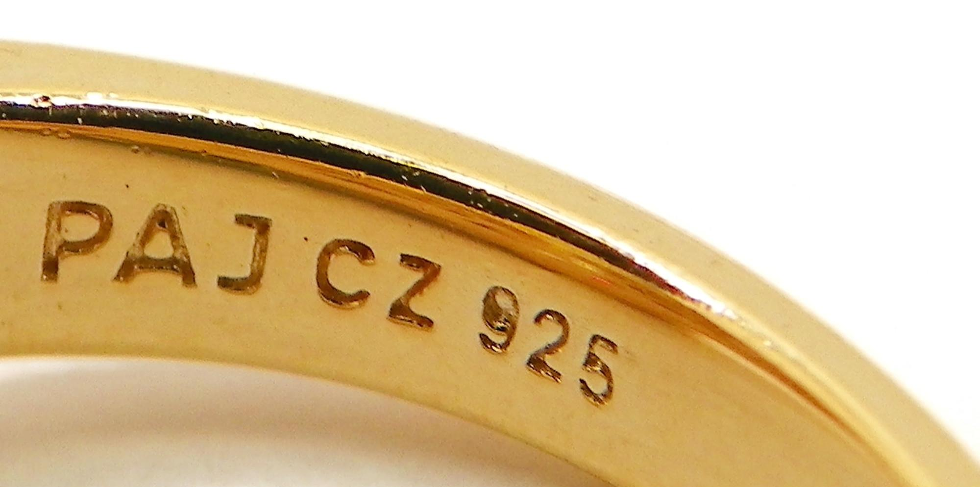 8.0g 925 14K Gold Plated Synthetic Heliodor/Sim Diamond (CZ) Filigree Ring Sz 7