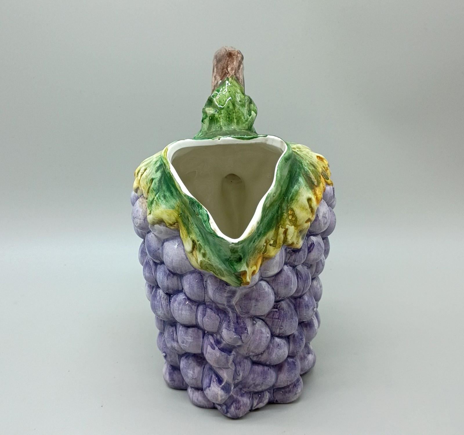 Bassano Italy Ceramic Grape Cluster Pitcher, Purple
