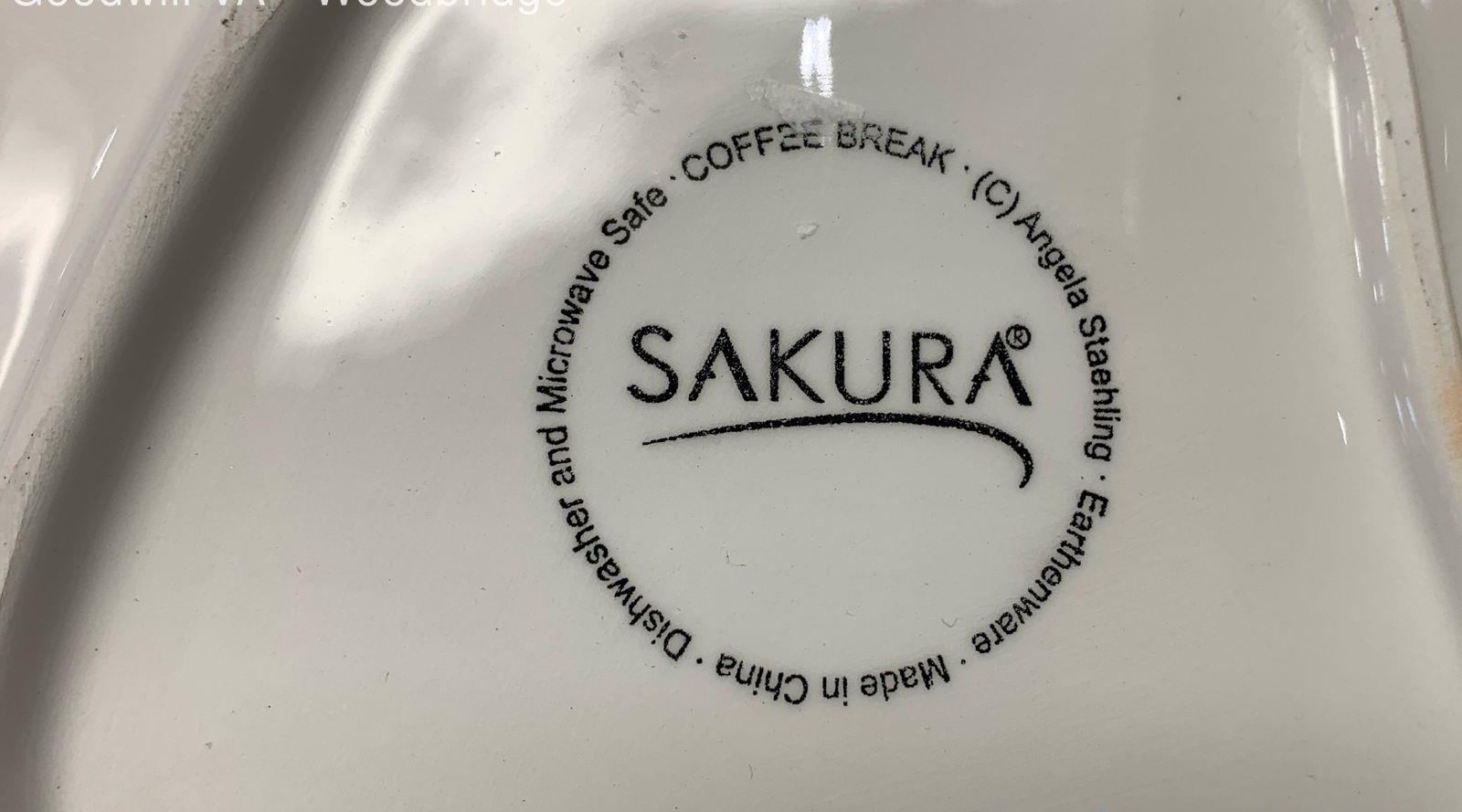 Set of 4 Sakura Coffee Break Earthenware Cup-Shaped Snack Trays