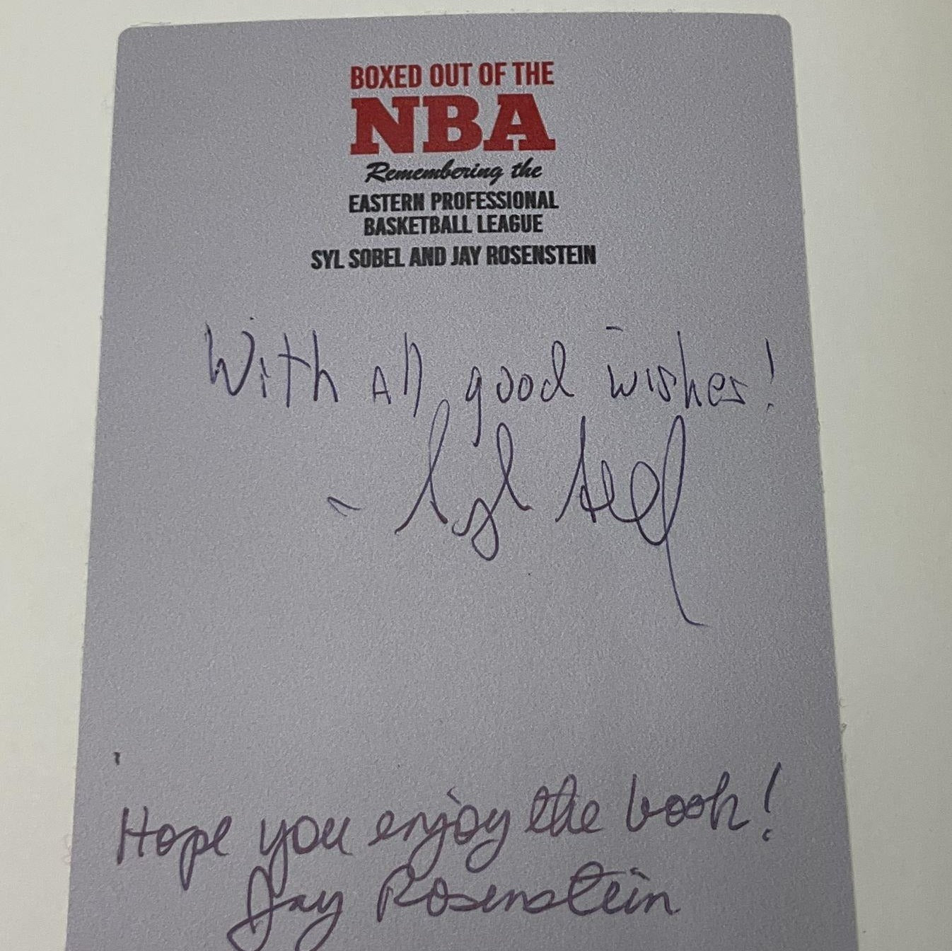 Boxed Out of the NBA Remembering the Eastern Professional Basketball League Signed Hardcover by Syl Sobel & Jay Rosenstein