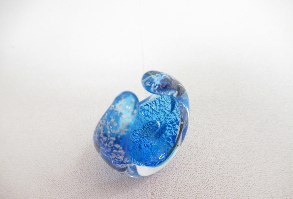 Vintage Antica Murrina Venezia Blue Murano Style Art Glass Statement Ring Size 6 with Original Box
