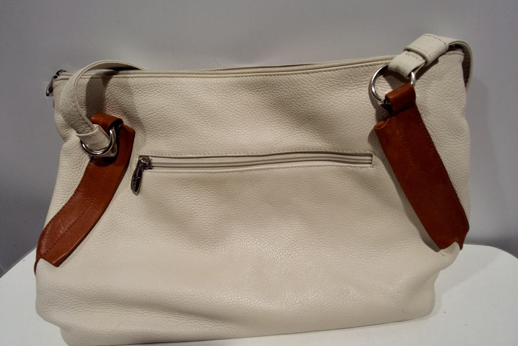 Cristina Cream Italian Leather Shoulder Bag, Slouchy Tote with Adjustable Strap