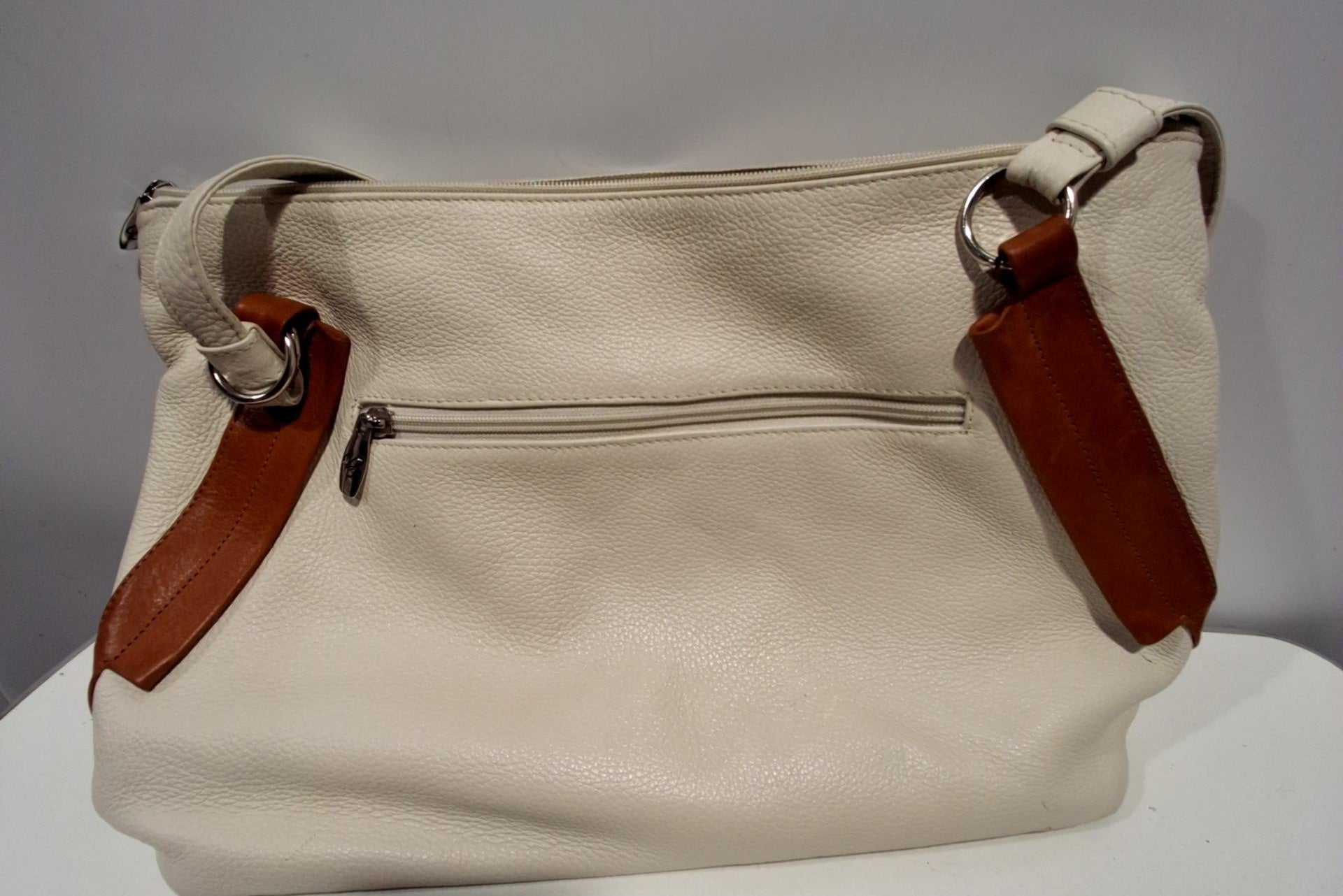 Cristina Cream Italian Leather Shoulder Bag, Slouchy Tote with Adjustable Strap