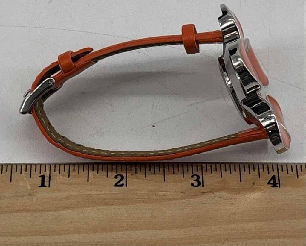 Daisy Flower Orange Leather Band Women's Watch (For Repair or Parts)