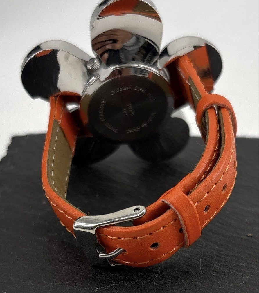 Daisy Flower Orange Leather Band Women's Watch (For Repair or Parts)