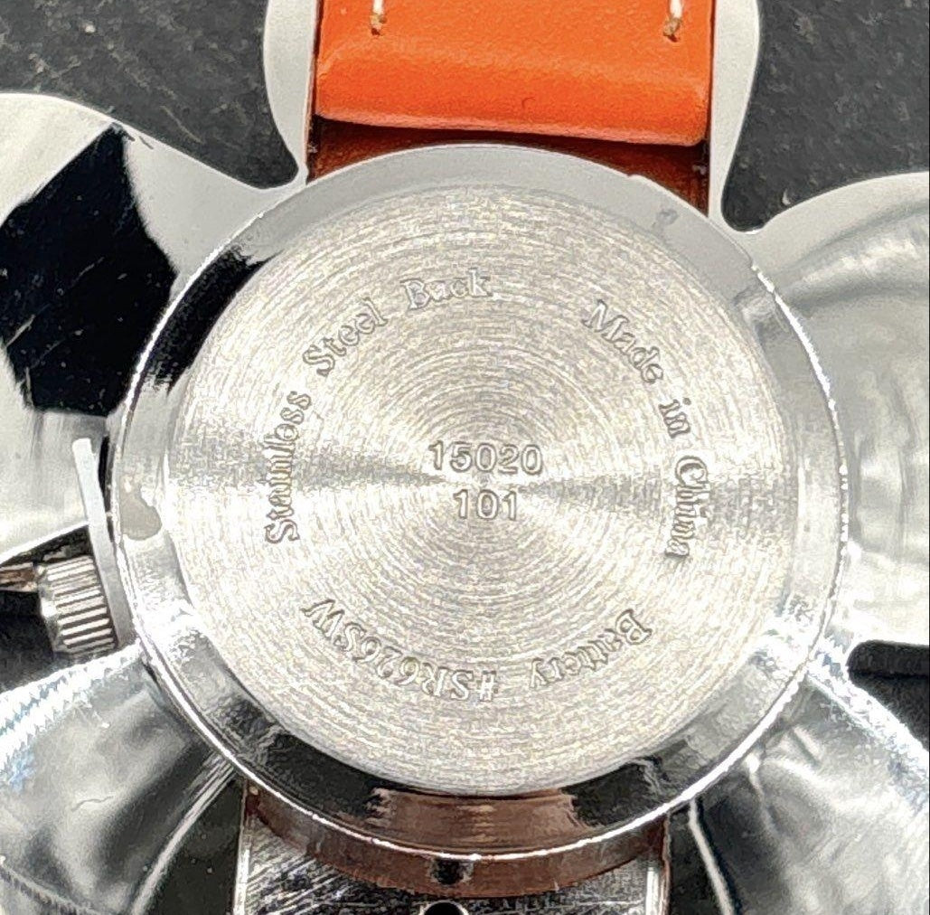 Daisy Flower Orange Leather Band Women's Watch (For Repair or Parts)