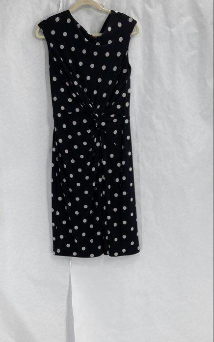 Lauren Ralph Lauren Women's Dark Blue Tan Polka Dots Dress Sz 12