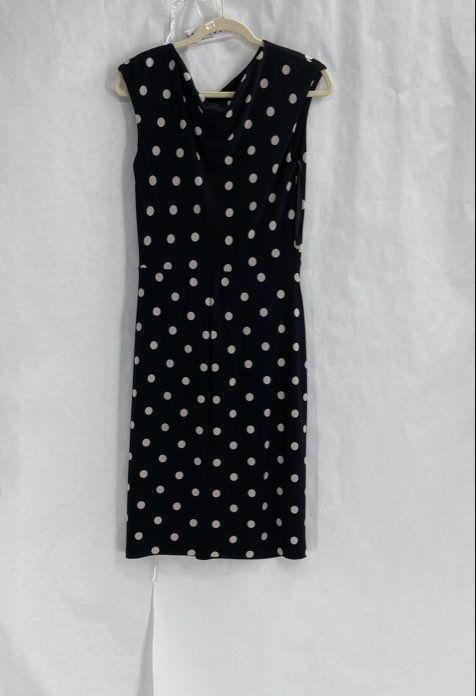 Lauren Ralph Lauren Women's Dark Blue Tan Polka Dots Dress Sz 12