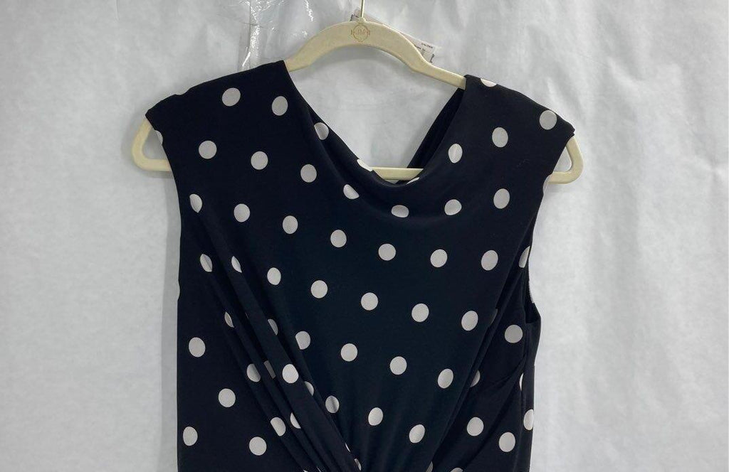 Lauren Ralph Lauren Women's Dark Blue Tan Polka Dots Dress Sz 12