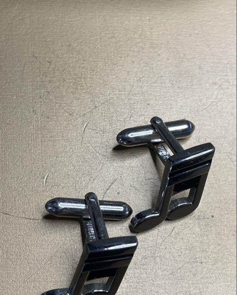 Music Note Cufflinks Silver Tone Musical Theme Toggle Back Jewelry