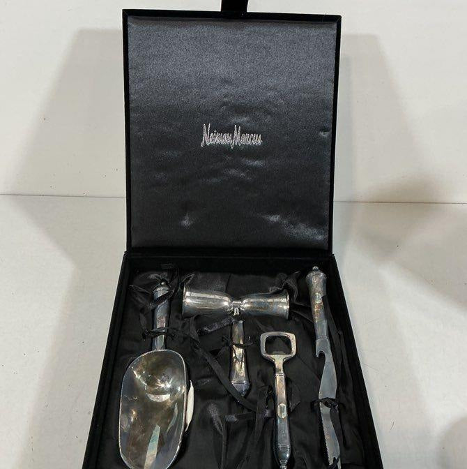 Neiman Marcus Towle Silversmiths 4-Piece Silver-Plated Bar Tool Gift Set