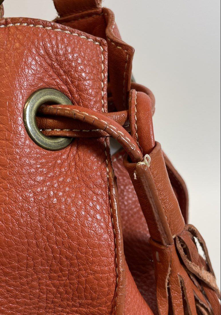 Nordstrom Orange Leather Hobo Bag with Tassel, Pebbled Shoulder Bag in Burnt Orange